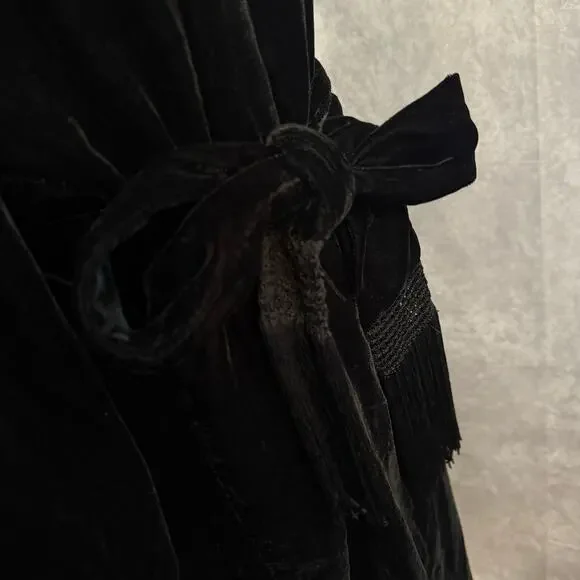 Lauren by Ralph Lauren Velvet Style Midi Little Black Dress Long Sleeve Bow Tie - Picture 14 of 15